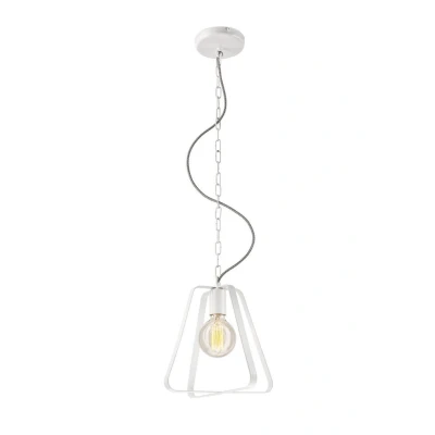 Image of Riccardo Wire Frame Pendant Ceiling Light White, 1x E27