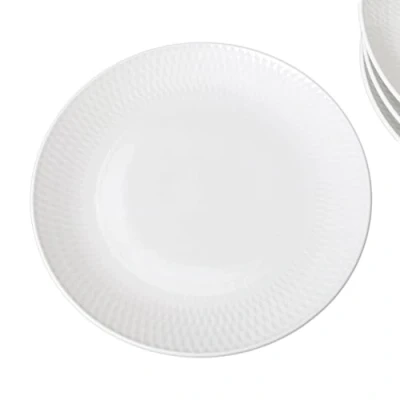 Image of Darthome Set of 4 White Jewel Dinner Plates Ceramic Geometric Diamond Glossy Tableware