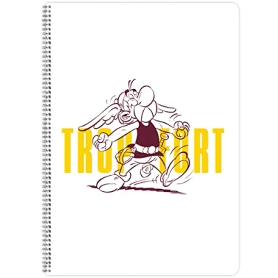 Image of Clairefontaine 813058C An Asterix Spiral Notebook A4 21x29.7 cm 148 Lined Pages with 90g White Paper Margin 1 visual and Obelix visual, random delivery