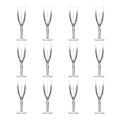 Image of RCR 12x 200ml Crystal Glass Champagne Glasses Orchestra Range Prosecco Fizz Stemware Flutes Set Gift Boxed Made in Italy