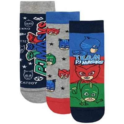 Image of PJ Masks Boys Catboy Owlette Gekko Socks Pack of 3 Multicoloured Size 12.5 3.5