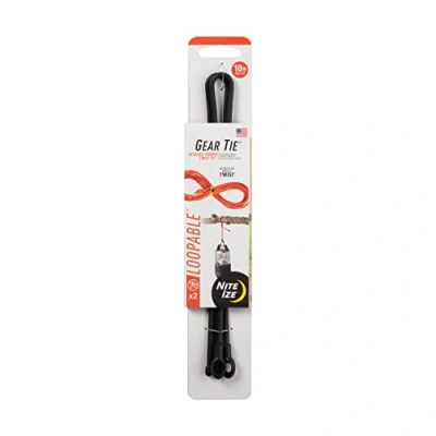 Image of Nite ize GLS18 01 2R3 Gear Loopable, The Original Reusable Rubber Twist Tie with Sturdy Integrated Loop, 18 Inch, Black, 2 Pack, Made in USA, 18&quot; Pack
