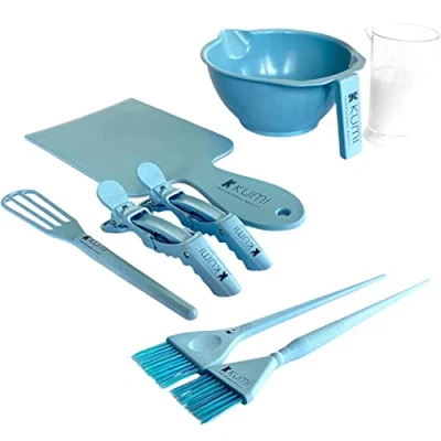 Image of Kumi professional Wheat Eco Friendly Blue 8 Piece Tint/hair dye Set This hair bowl and brush kit is Ideal for or home use. kit.
