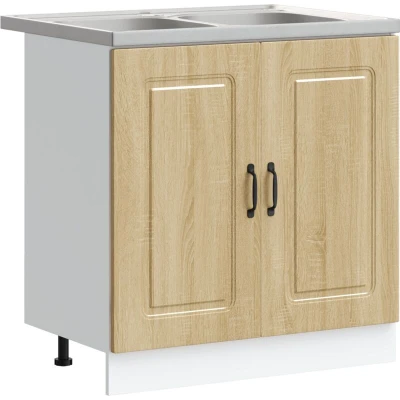 Image of vidaXL Kitchen Cabinet 2 pcs Brown 80 x 46 81.5 cm Engineered wood