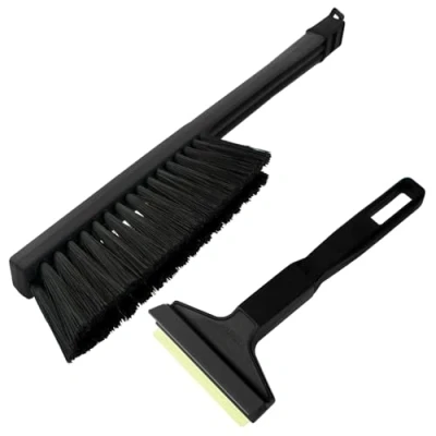 Image of Murska Ice Scraper Car with Broom Brass Snow Brush Winter Windscreen Scratcher (Set L &amp; P A055 + A059 Black)