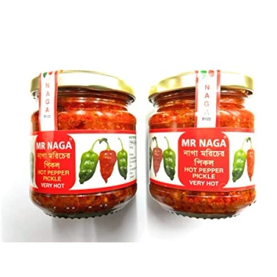 Image of Mr Naga Hot Chilli Pepper Pickle Sauce 2 x 190 Grams, Ghost