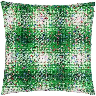 Image of Heya Home Connie Check Jacquard Feather Filled Cushion Green Size 45 cm x