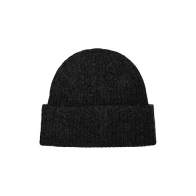 Image of SELECTED FEMME Women&#039;s Slfmaline Lano Knit Beanie Noos hat, Black, One Size