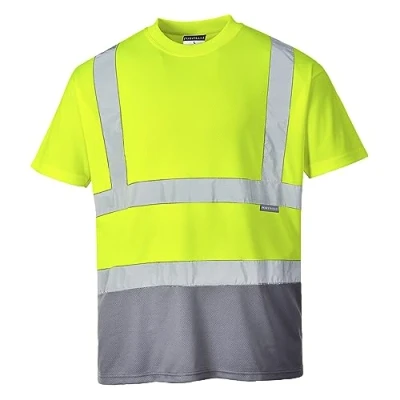 Image of Portwest S378YGYL Two Tone T Shirt, Regular, Size Large, Yellow/Grey