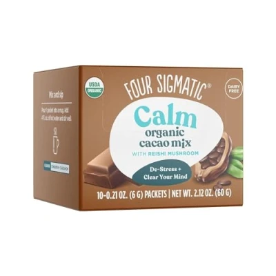 Image of Four Sigmatic Mushroom Cacao with Reishi, Organic Reishi Powder, Natural Calm, Relax, Sleep, Paleo, 10 Count