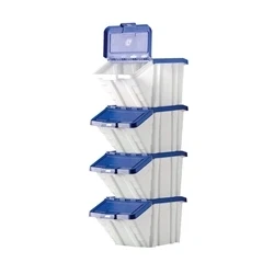 Image of Barton Multifunctional Storage Bins Blue Lids (4 Pack) 052101/4