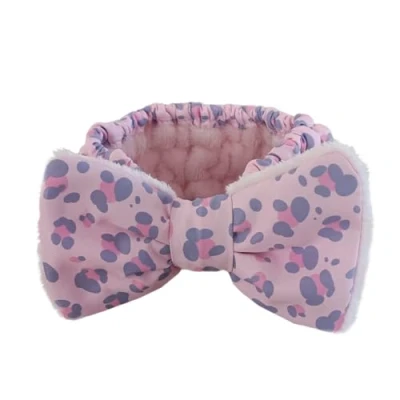 Image of Lexi Make Up Headband Pink Leopard Extra Soft Vintage Cosmetics