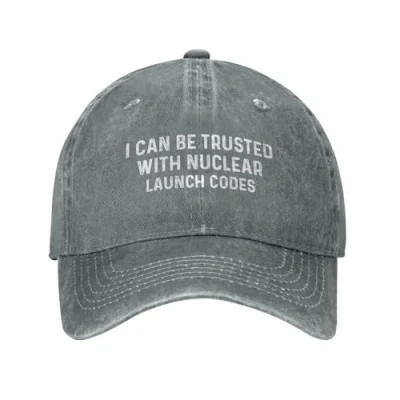 Image of NLWQEKV I Can Be Trusted with Nuclear Launch Codes Hat Men Baseball Caps Fashionable Cap Gray