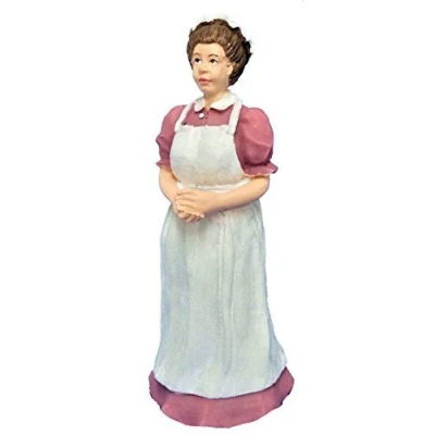 Image of Melody Jane Dolls House People Victorian Cook Maid in Pink Resin Servant Figure