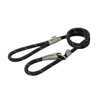 Image of Viva Rope Slip Lead Black 120cm x 1cm up to 30kg dog