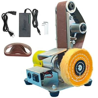 Image of ZPYXBH Mini Electric Belt Sander, Polishing Grinding Sanding Machine, DIY Bench 7 Adjustable Speed Vertical Sander for Woodworking, Metal, Knife Making