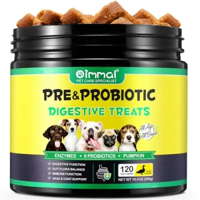 Image of Probiotics Chews for Dogs Pre &amp; Probiotic Digestive Treats Dog, Support Gut Health, Seasonal Allergies, Itchy Skin, Dog Supplement Soft Pet Immune System All Type 120pc/Duck