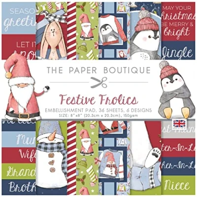 Image of Paper Boutique Festive Frolics Embellishments Pad, Multicoloured, 8 x inches
