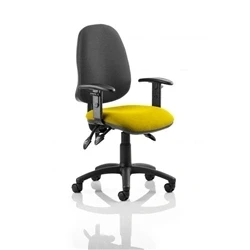 Image of Eclipse Plus III Lever Task Operator Chair Black Back Bespoke Seat with Height Adjustable Arms In Senna Yellow