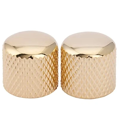 Image of Musiclily Pro Metric Size Steel Tele Dome Knobs for Import Fender Telecaster Electric Guitar/Precision Bass, Gold (Set of 2)