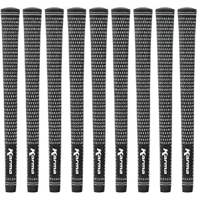 Image of Karma Velour Black/White Standard Golf Grips (9 Pack)