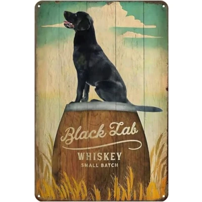 Image of Black Labrador Dog Tin Sign Rustic Decor Vintage Home Kitchen Bar Cafe Club Cave Wall Metal 8x12 Inch