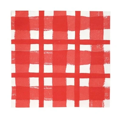 Image of Talking Tables 20 x Red Gingham Disposable Napkins, Recycled Checkered Paper Serviettes for Picnics &amp; Al Fresco Summer Dining Eco Friendly Birthday Easter, Weddings, BBQ, Decoupage 3ply 33cm