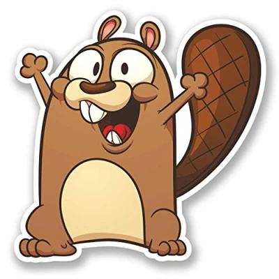 Image of 2 x Happy Beaver Vinyl Sticker Decal Luggage Travel Bike Laptop Animal Fun #5381 (10cm 10cm)