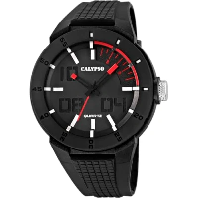 Image of Calypso Men&#039;s Quartz Watch with Black Dial Analogue Display and Plastic Strap K5629/2