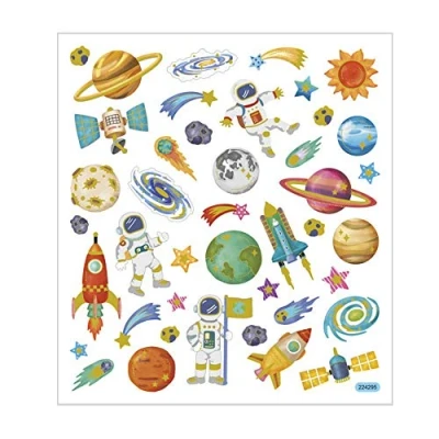 Image of Self Adhesive Plastic Stickers with Shiny Foil Details 15x16.5 cm, 1 Sheet