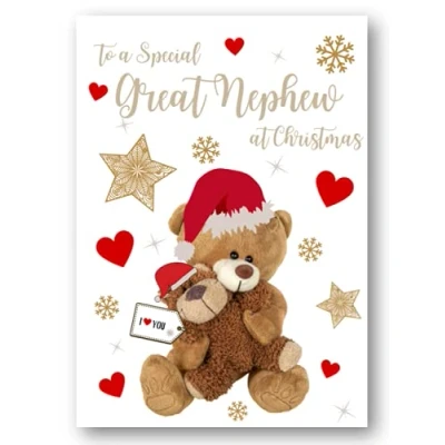 Image of Second Ave Great Nephew Bear Heart Christmas Xmas Holiday Festive Greetings Card