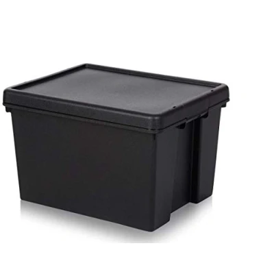 Image of Wham 4 x Bam Heavy Duty Recycling Box 45 Litres with Lid 49 39.5 32 cm Black