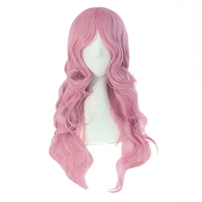 Image of MapofBeauty Charming Synthetic Fiber Long Wavy Hair Wig Women&#039;s Party Full Wigs (Pink)