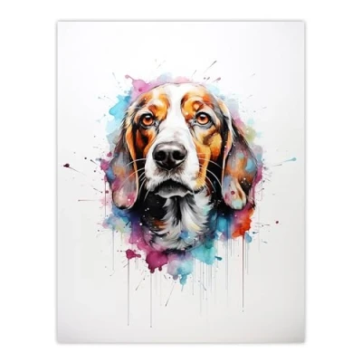Image of Artery8 Beagle Lovers Gift Watercolour Pet Portrait Painting Artwork Large Wall Art Poster Print Thick Paper 18X24 Inch