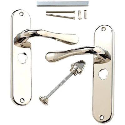 Image of Merriway BH01294 Richmond Door Handle Polished Nickel Privacy