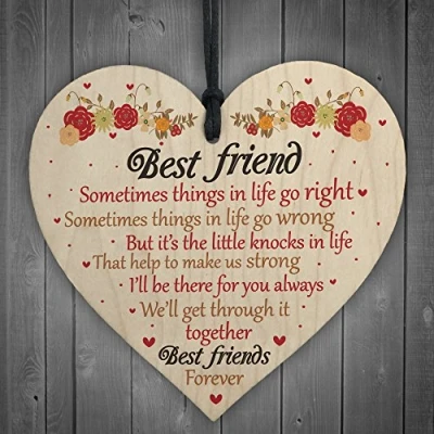 Image of RED OCEAN Best Friends Forever Friendship Friend Shabby Chic Hanging Heart Special Love Gift BFF Sign Present