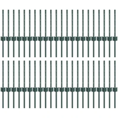 Image of vidaXL Fence Posts 44 pcs U Channel Green 80 cm Steel