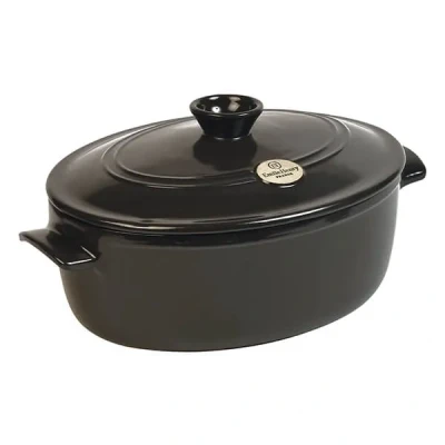 Image of Emile Henry Charcoal Oval Casserole 6.0L