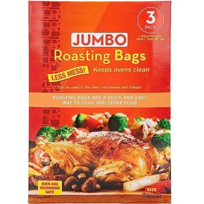 Image of LND Gifts Extra Large Turkey Roasting Bags: 3 Jumbo Bags For Oven, 55cm x 60cm, Easy Roast With Ties Microwave and Freezer Use.