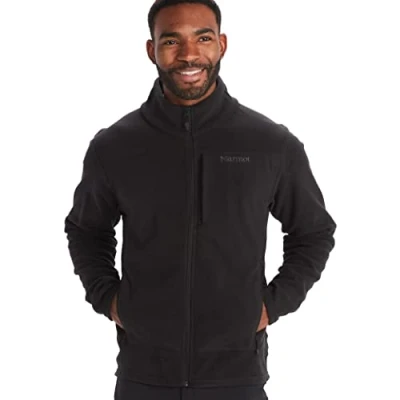 Image of Marmot Men Reactor Polartec Jacket, Warm Fleece Full Zip Breathable, Wind Resistant Body Warmer, Black, L