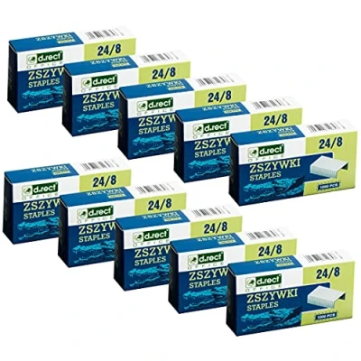 Image of D.RECT Staples 24/8 for Office Staplers Stapler Pack of 10,000 10 x 1000 Pieces
