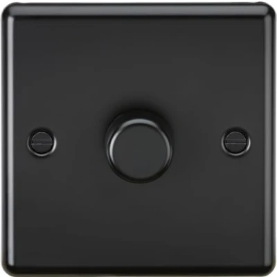 Image of KnightsBridge 1G 2 way 10 200W (5 150W LED) Intelligent Raised Round Edge Dimmer Matt Black
