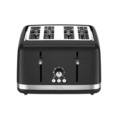 Image of Tefal Soleil 4 Slice Toaster 7 Browning Levels, Variable Width Slots, High Lift Lever, Stop/Defrost/Reheat Functions, Removable Crumb Tray, in Glossy Premium Black TF3058G0