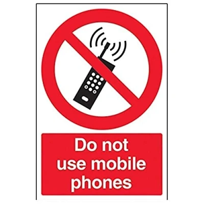Image of V Safety 53020AU R Do Not Use Mobile Phone Sign Portrait 200mm x 300mm 1mm Rigid Plastic, Black/Red