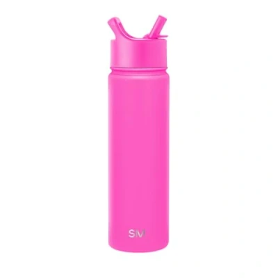 Image of Simple Modern Water Bottle with Straw Insulated Stainless Steel Thermos for Sports Gym Summit Collection 650ml Raspberry Vibes