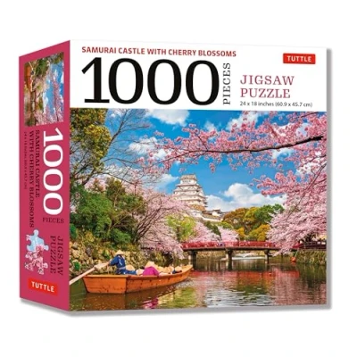 Image of Samurai Castle With Cherry Blossoms 1000 Piece Jigsaw Puzzle: at Himeji Finished Size 24 in X 18