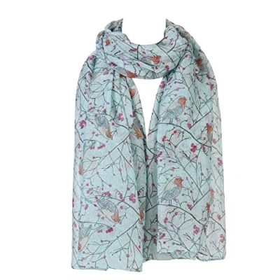 Image of London scarfs Women s fashion Butterfly Print Long Scarves floral Neck Scarf Shawl (Aqua Blue)