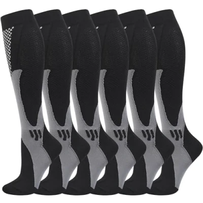 Image of Compression Socks (3 Pairs) for Men Circulation 20 30 mmhg Medical Stockings Women Nursing (Black, XXL)