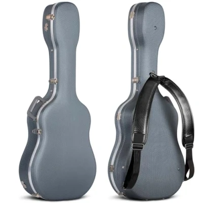 Image of CAHAYA Hard Guitar Cases for Acoustic Classical Waterproof ABS Case 41 Inch Navy Blue Diamond Pattern, CY0247