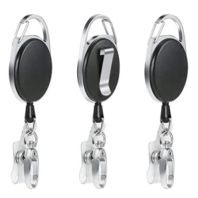 Image of Vicloon Badge Reel,3 Pcs Reel Clips Retractable Holder with Key Belt for Ring ID Card